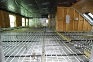 1st floor underfloor heating within a timber frame house.