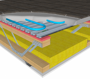 Lewis Metal Dovetailed Sheeting Deck with acoustic Sylomer resilient strips