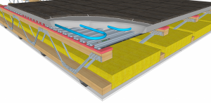 Lewis Metal Dovetailed Sheeting Deck with acoustic Sylomer resilient strips