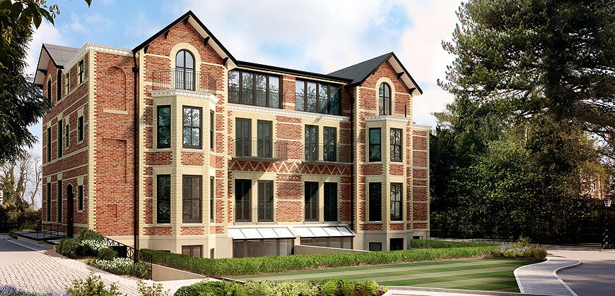 Apartment building with flat roof terrace