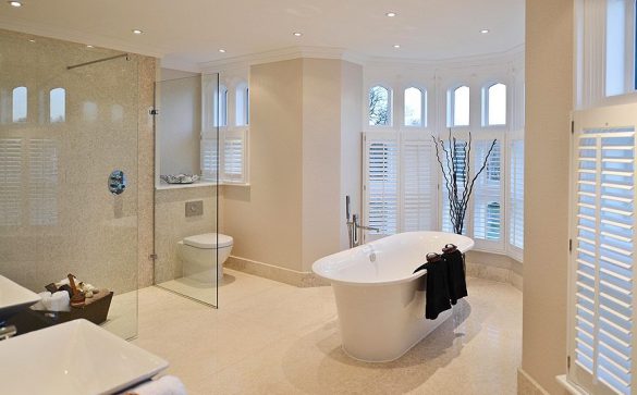 Octagon Homes Kingswood mansion house conversion wet room, bathroom large format marble tiles underfloor heating